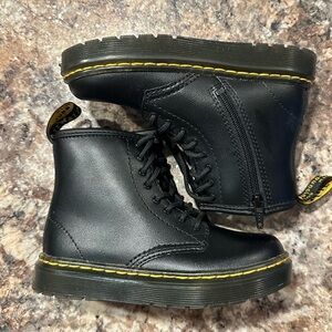 Dr. Martens Black Leather Boots with Yellow Accents